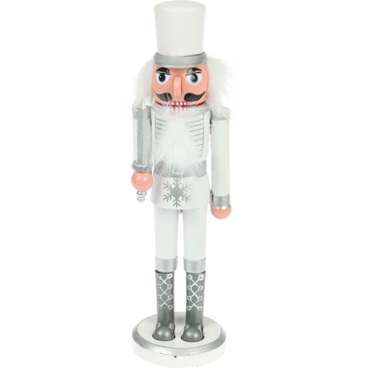 DZIADEK DO ORZECHÓW w kapeluszu 28cm biały FIGURKA