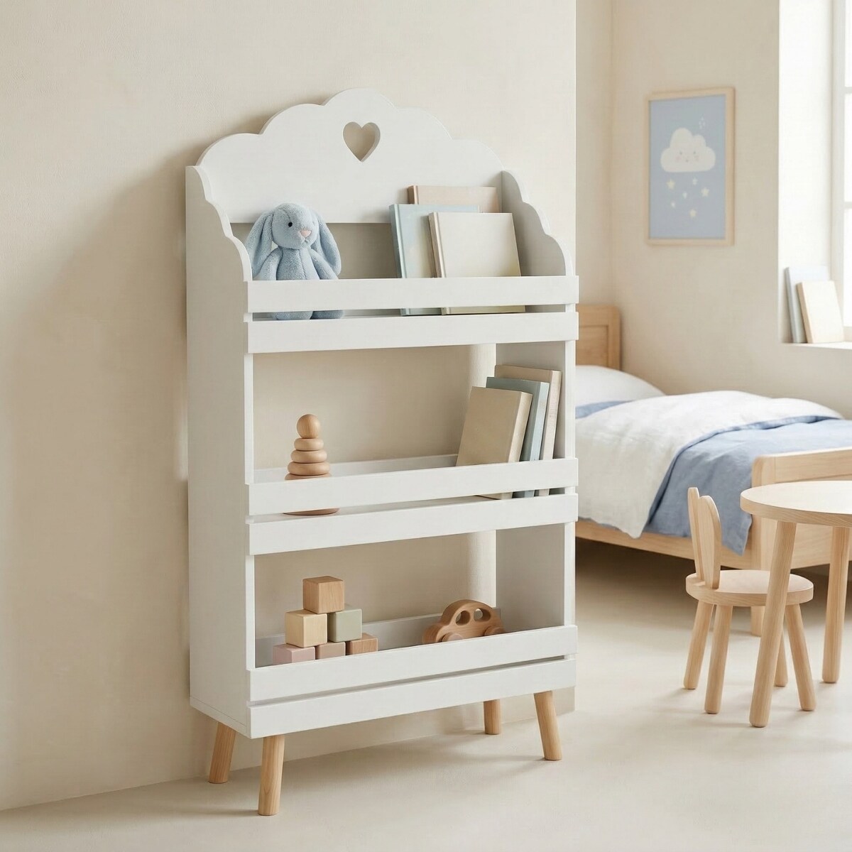 Regał do pokoju dziecięcego z motywem chmurki NUVU, 60 x 100 x 18 cm