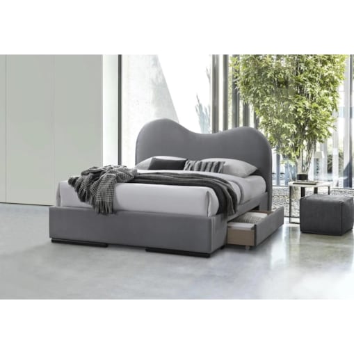 Łóżko AMBER 160x200 szare z szufladami