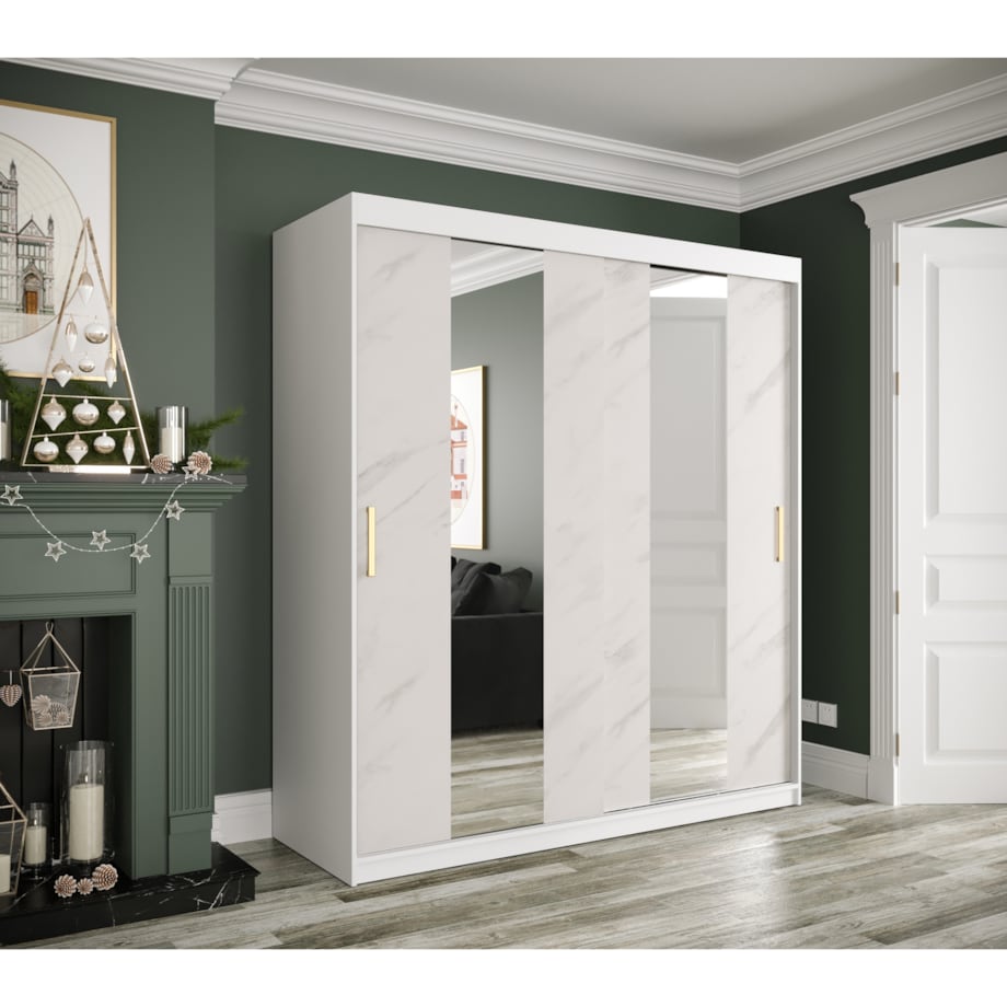 Szafa przesuwna Garderoba MARMUR POLE 180 gł. 62 biały