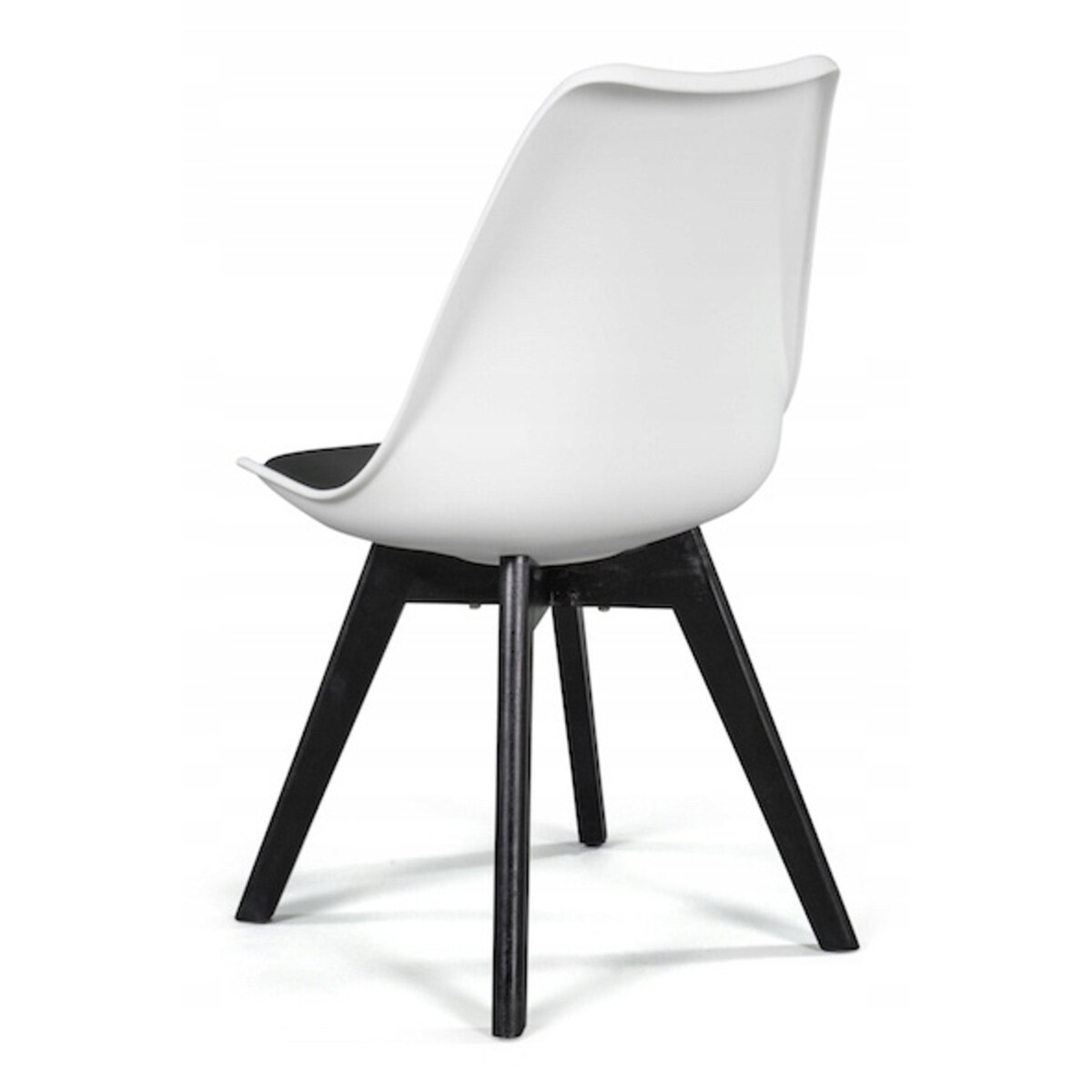 Krzesło skandynawskie do salonu jadalni kuchni nowoczesne DUBLIN biało-czarny noga czarna