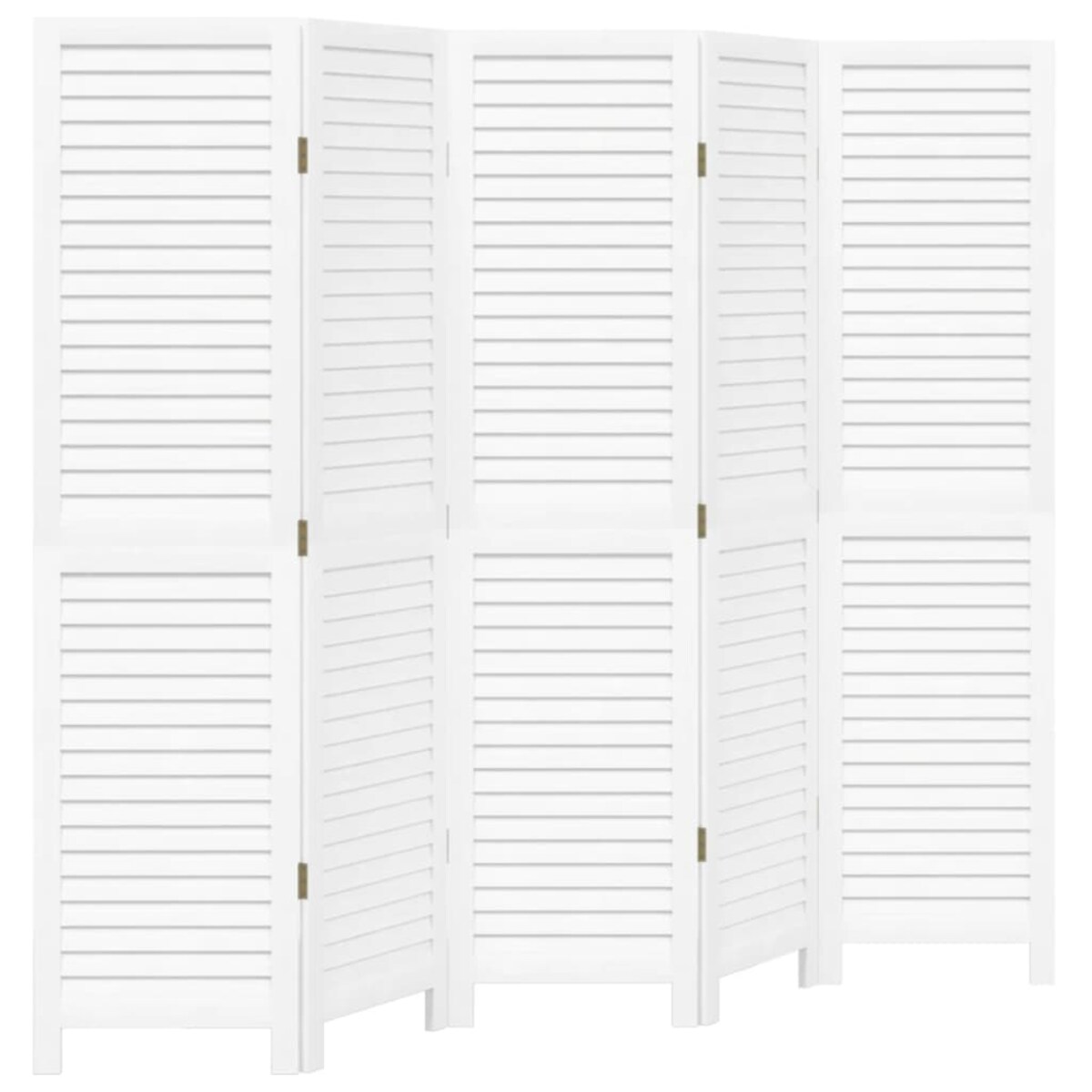 vidaXL Parawan pokojowy, 5-panelowy, biały, lite drewno paulowni