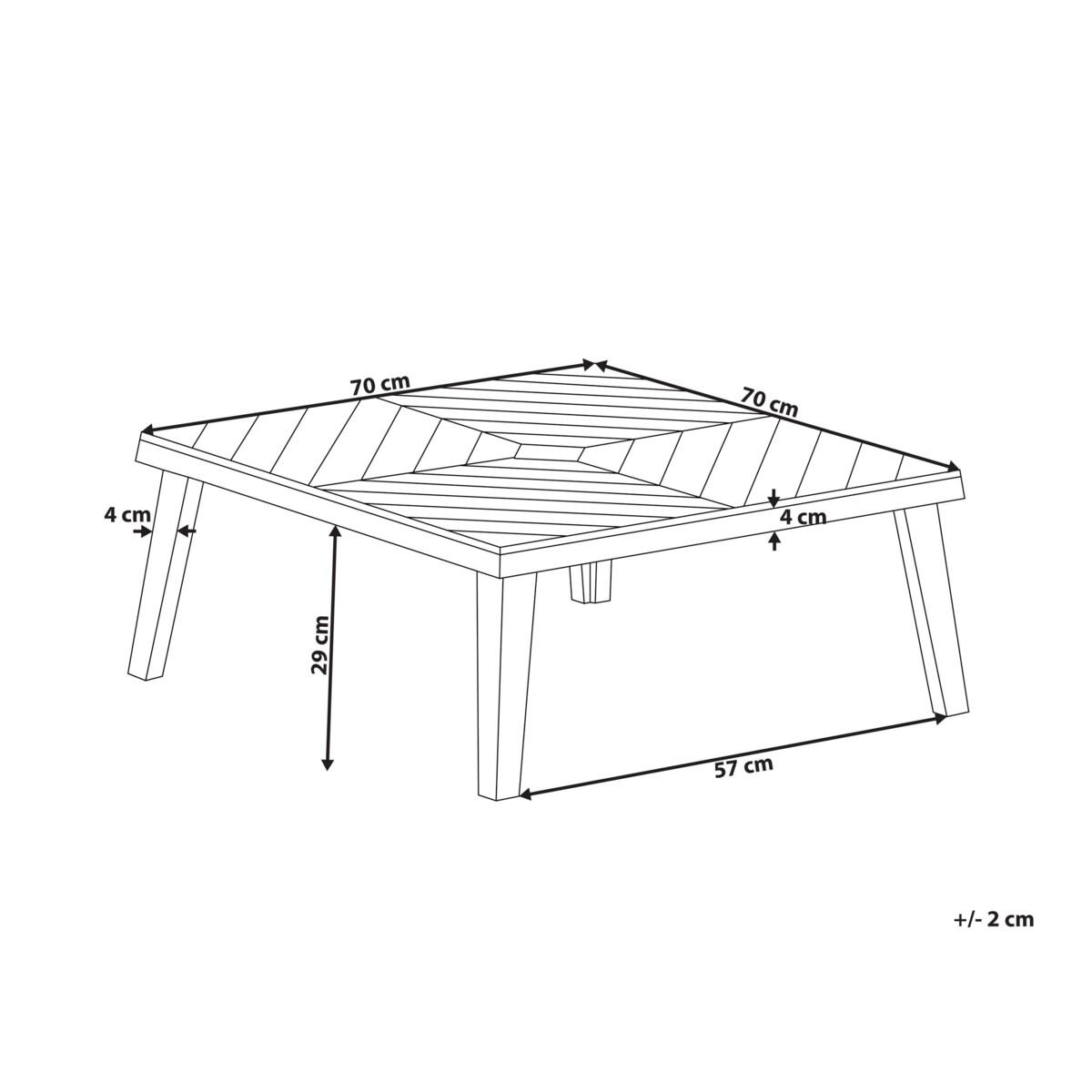 Stolik kawowy z drewna akacjowego 70 x 70 cm BARATTI