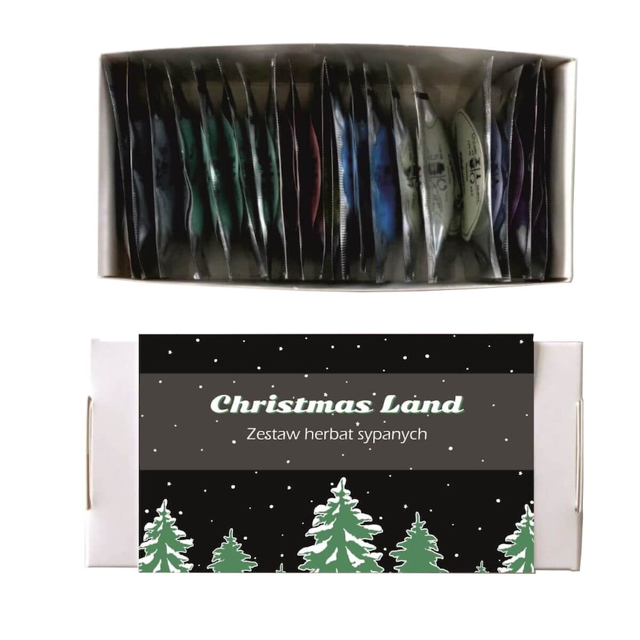 Gotowy zestaw prezentowy „Christmas Land“ herbaty smakowe PREMIUM 20 szt. prezent upominek na święta mikołajki dla kobiety faceta mężczyzny mamy taty chłopaka dziewczyny żony męża