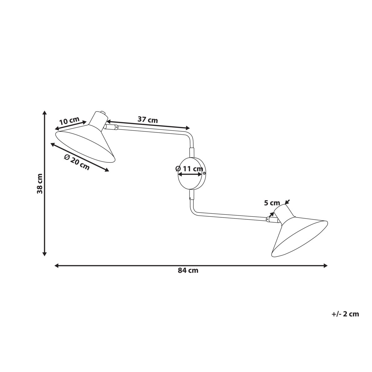 Lampa ścienna metalowa 2-punktowa czarna KADASSA