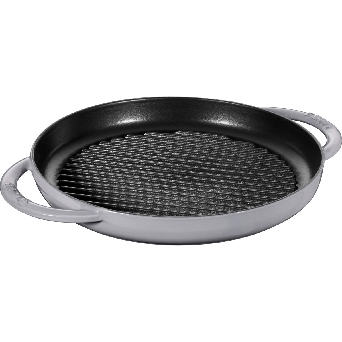 Okrągła patelnia żeliwna grillowa Staub z dwoma uchwytami - 30 cm, Grafitowy