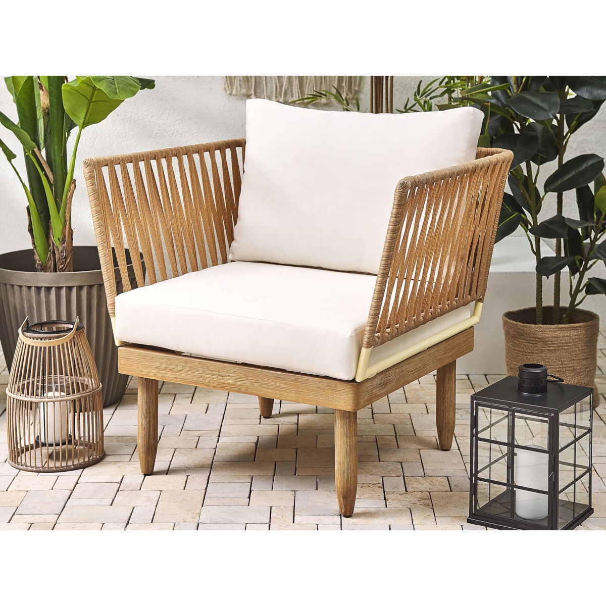 Zestaw ogrodowy drewno akacjowe 5-osobowy jasny CREMONA