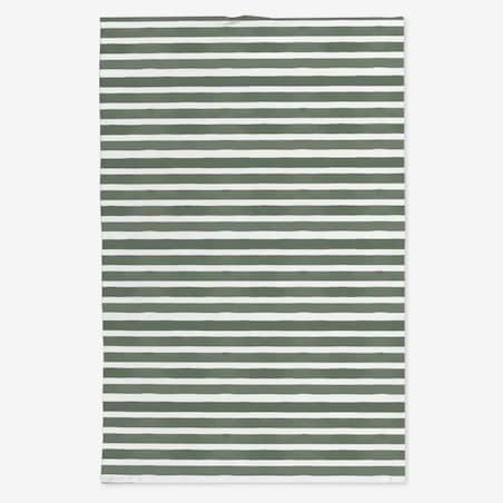 Lniany ręcznik kuchenny - ciemnozielone paski