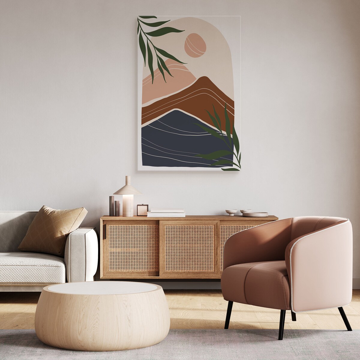 Obraz Góry Abstrakcja Słońce Liście Palmowe 80x120cm