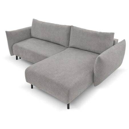 Narożnik DELI z funkcją spania na nóżkach, prawostronny, srebrny