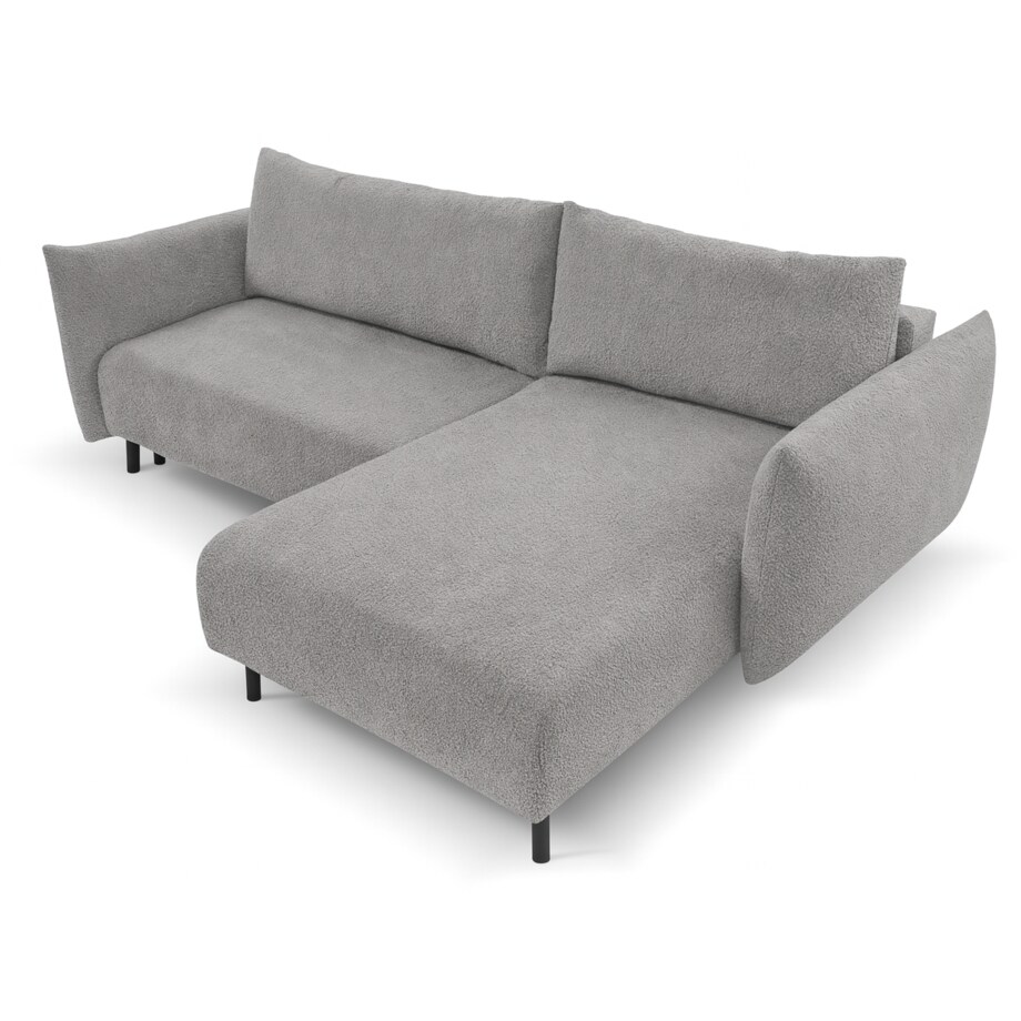 Narożnik DELI z funkcją spania na nóżkach, prawostronny, srebrny