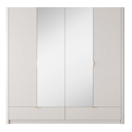 Szafa Duża Ryflowana LENA z lustrem, beżowa