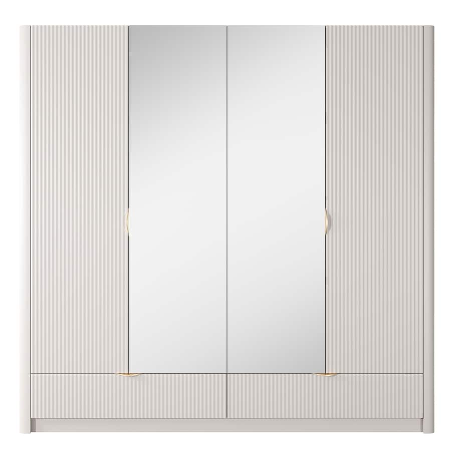 Szafa Duża Ryflowana LENA z lustrem, beżowa