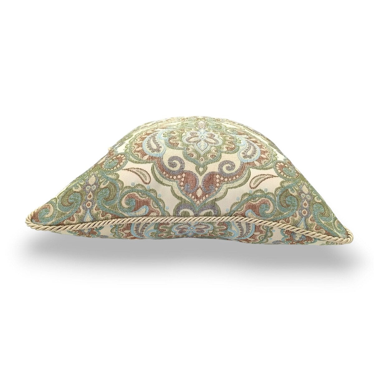 Kremowa - miętowa poduszka dekoracyjna w ornamenty 50x50 Rani