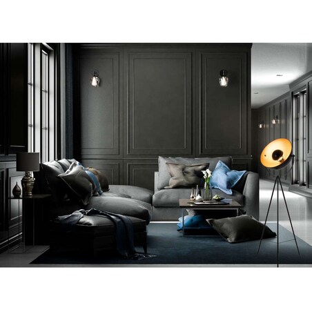 Studyjna LAMPA podłogowa BERNICE 2096458 Nave stojąca OPRAWA metalowa na trójnogu czarna złota