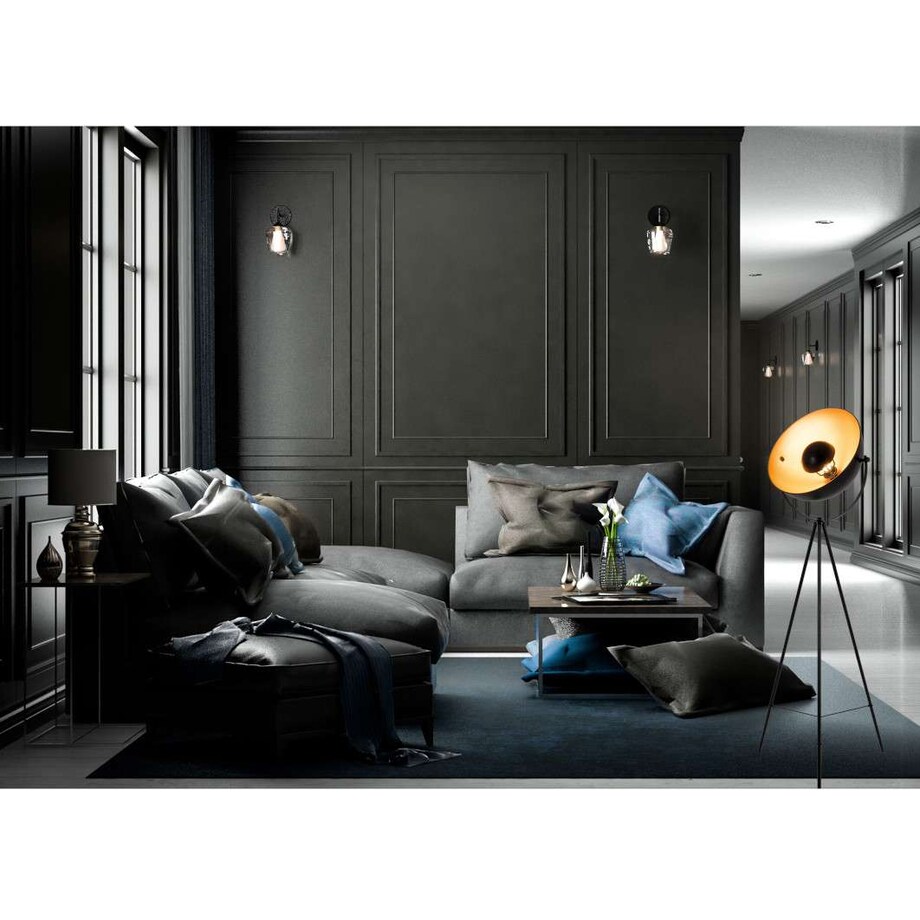 Studyjna LAMPA podłogowa BERNICE 2096458 Nave stojąca OPRAWA metalowa na trójnogu czarna złota