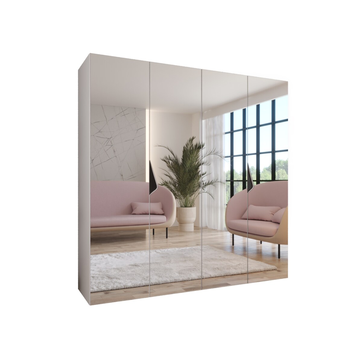 Szafa uchylna z lustrem Sandi 3 200 wys 202 cm Biały + u Czarny