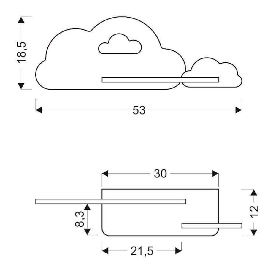 Dekoracyjna LAMPA ścienna CLOUD 21-76717 Candellux dziecięca OPRAWA chmurki LED 5W 4000K kinkiet z półką biały różowy