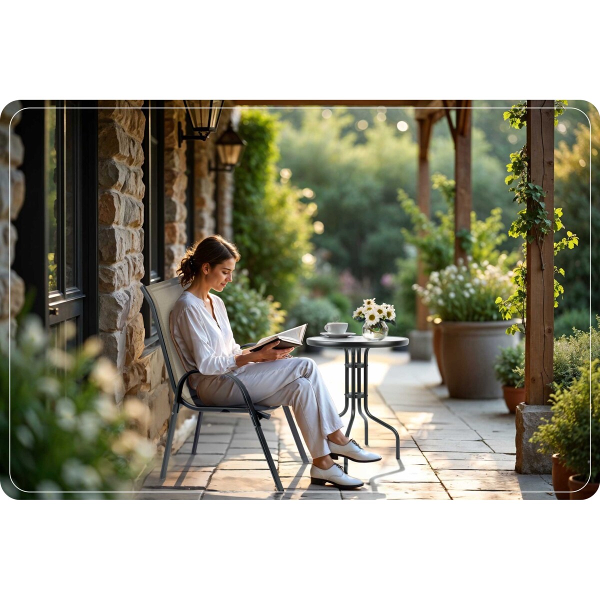 Krzesło ogrodowe na taras balkon ogród metalowe 4 szt. Sofotel