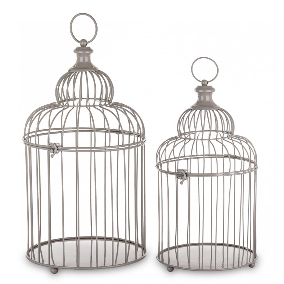Klatka dekoracyjna metalowa kpl. 2 sztuki 60x28,5x28,5 i 50x23x23 cm srebrna