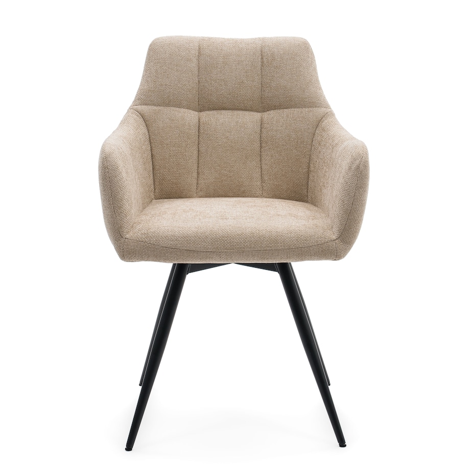 Krzesło tapicerowane obrotowe szenilowe do salonu LUGANO jasnobeżowe