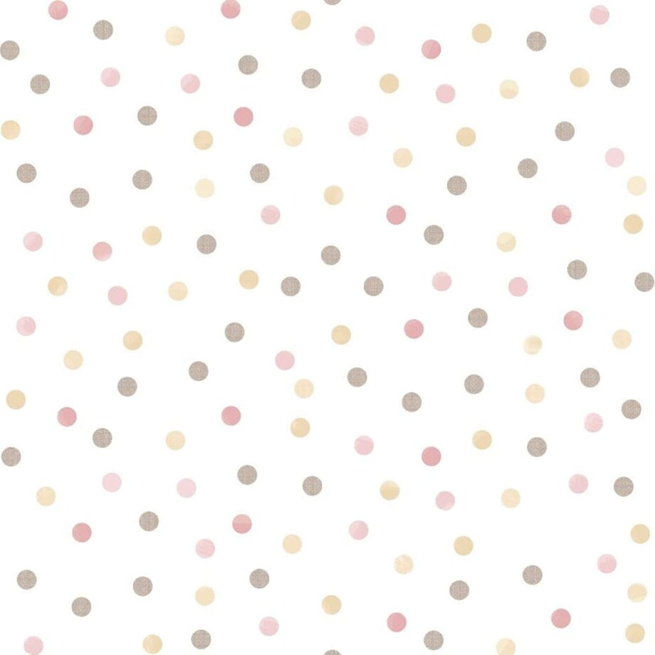 Noordwand Tapeta Mondo baby Confetti Dots, różowo-biało-brązowa