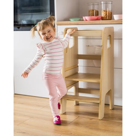 Montessori Kitchen Helper dla Dzieci DĄB Pomocnik Kuchenny Podest Polski