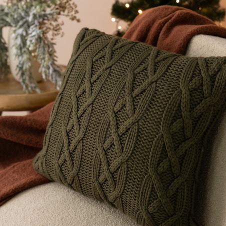 Poszewka na poduszkę Knitted Warmth 43x43 cm boże narodzenie, święta, świąteczne, zielony, 43x43 cm