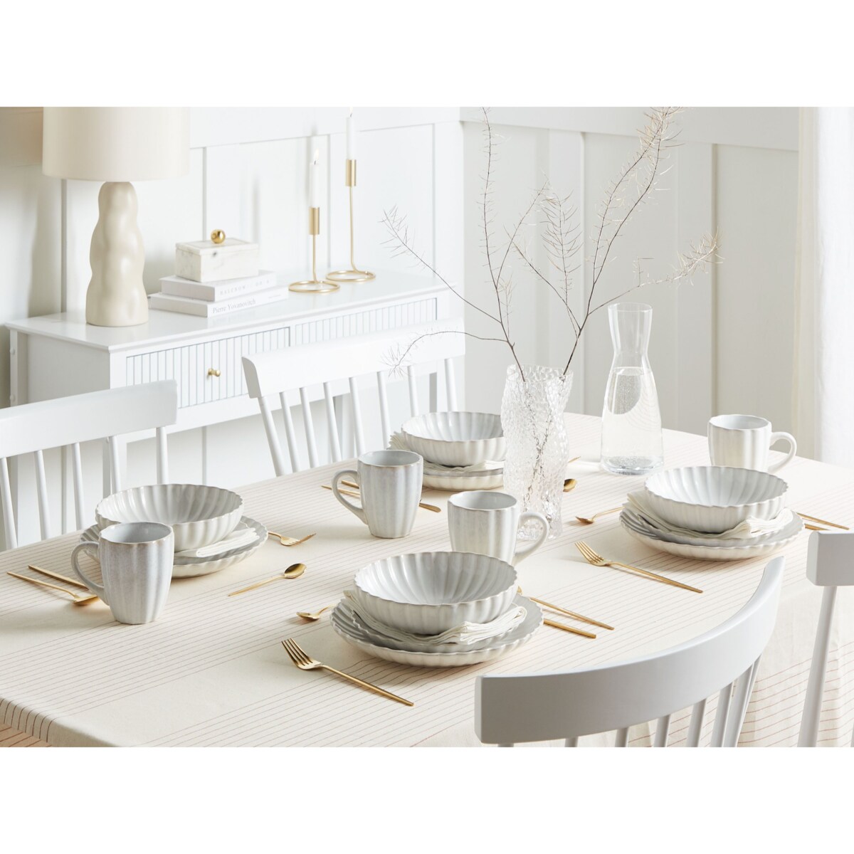 Zestaw 8 dużych talerzy NETTLE Kamionka Złamana biel