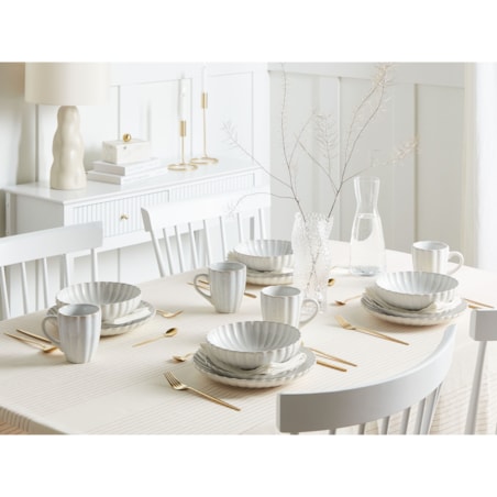 Zestaw 8 dużych talerzy NETTLE Kamionka Złamana biel