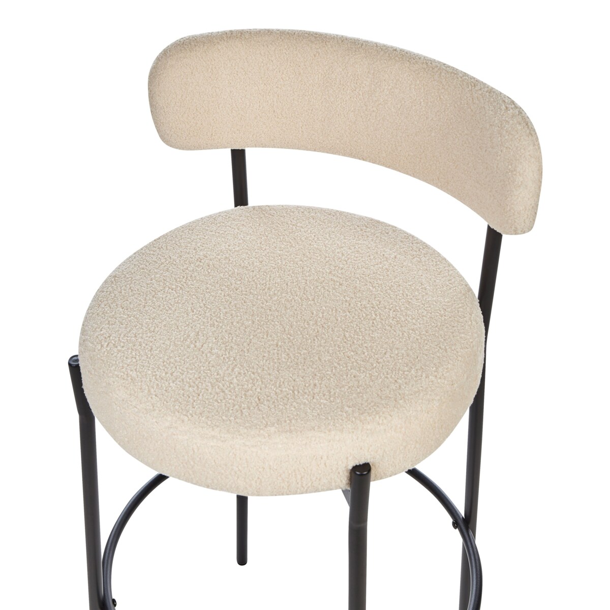 Zestaw 2 krzeseł barowych ALLISON Boucle Jasnobeżowy