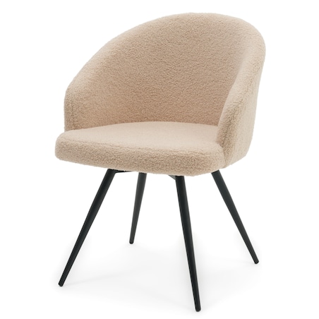 Krzesło tapicerowane obrotowe boucle teddy do salonu MODENA ciemnobeżowe