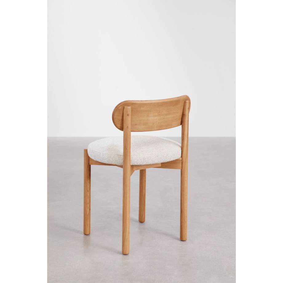 Krzesło do jadalni dębowe, naturalne, bouclé Bianca