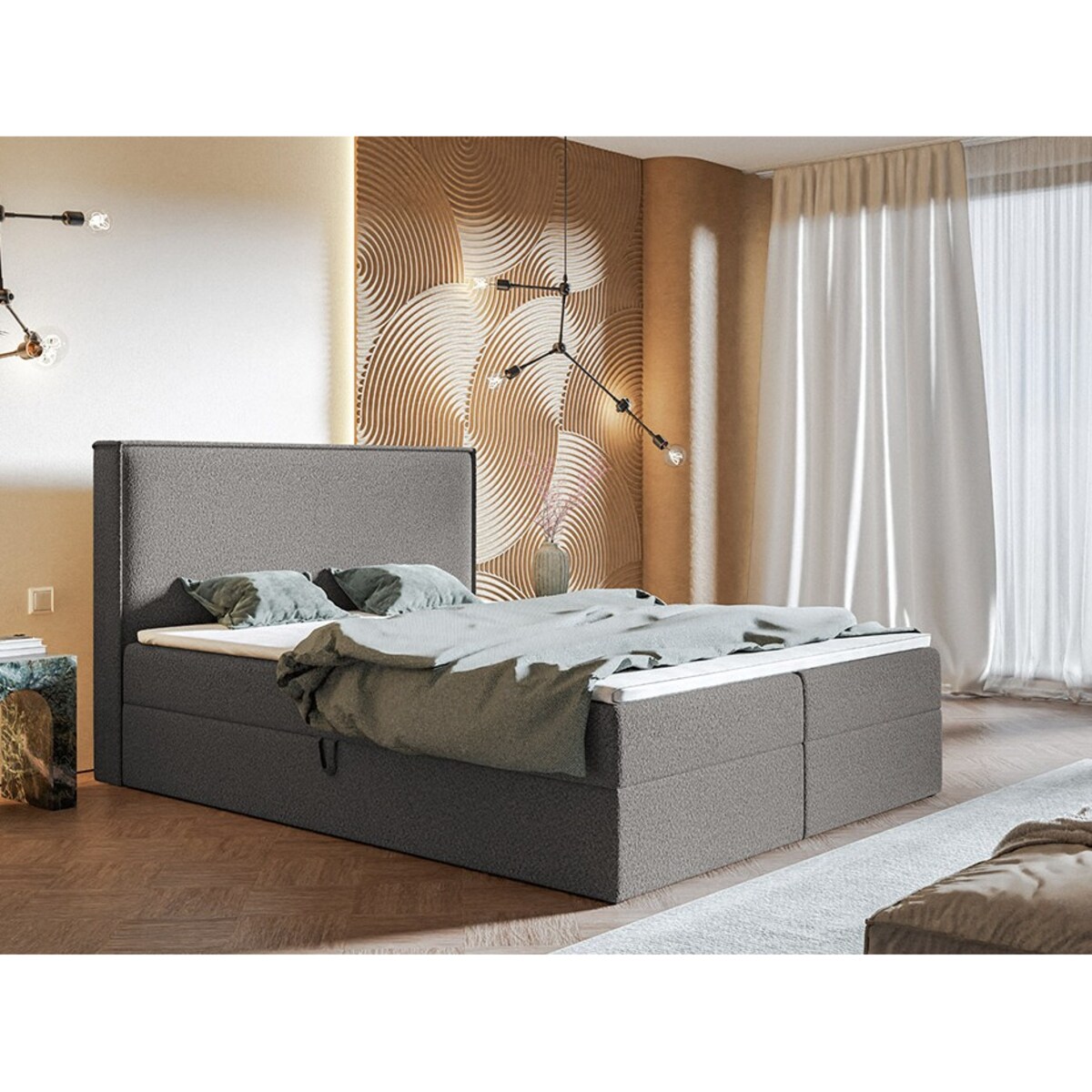 Łóżko kontynentalne FOX 9 140x200- szare