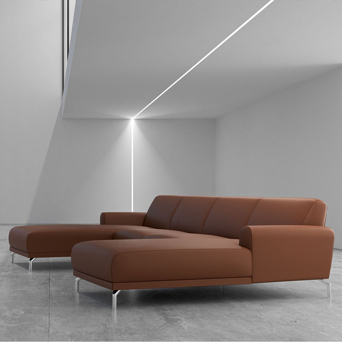 Sofa narożna podwójna Puzo koniakowa