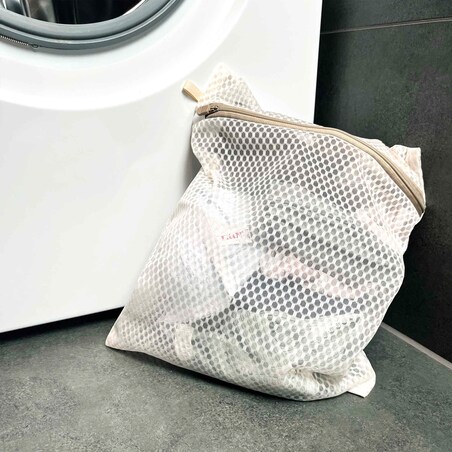 Siatka Worek Na Pranie Ubrań Bielizny Kosz Na Pranie 30X40 Cm Beżowy