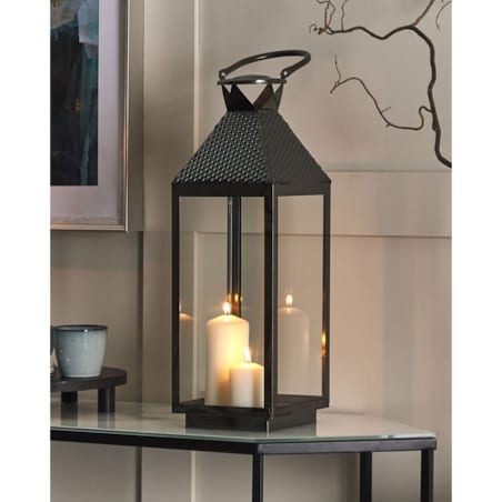Lampion stalowy 54 cm czarny BALI
