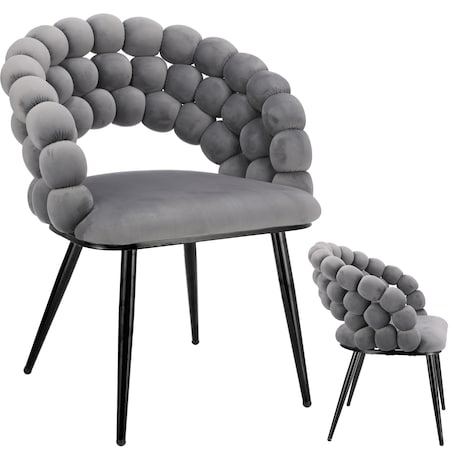 Krzesło welurowe tapicerowane BELLA szare