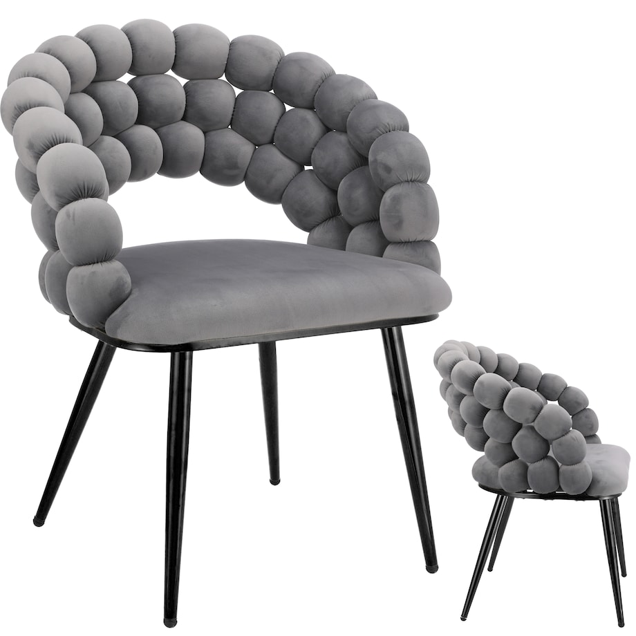 Krzesło welurowe tapicerowane BELLA szare