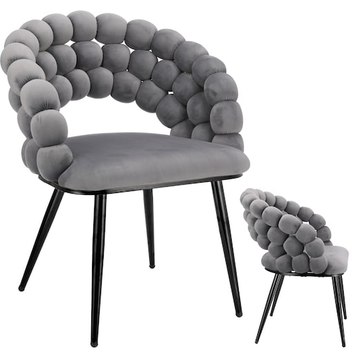 Krzesło welurowe tapicerowane BELLA szare