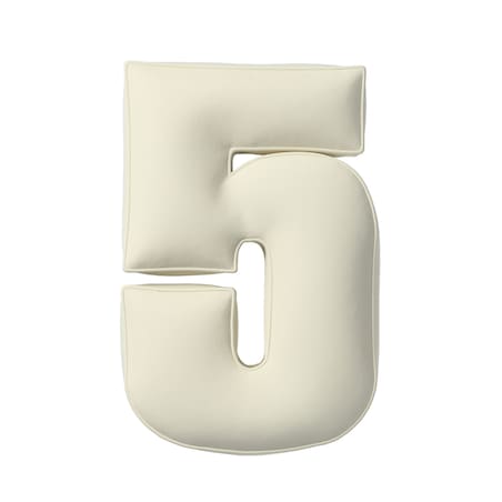 Poduszka Cyferka 5, śmietankowa biel, 25 x 40 cm, Posh Velvet