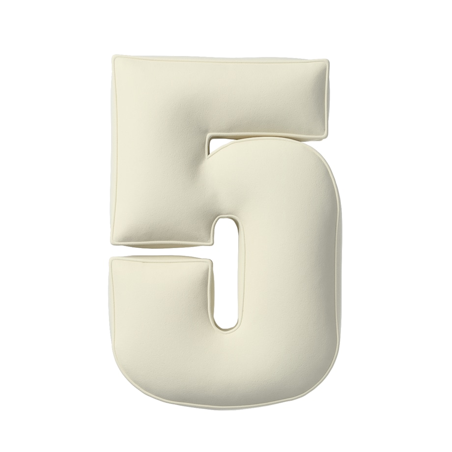 Poduszka Cyferka 5, śmietankowa biel, 25 x 40 cm, Posh Velvet