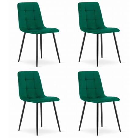 Krzesło Do Jadalni Kuchni Salonu Kara - Ciemna Zieleń Aksamit X 4