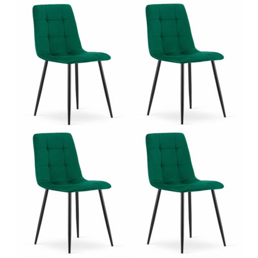 Krzesło Do Jadalni Kuchni Salonu Kara - Ciemna Zieleń Aksamit X 4