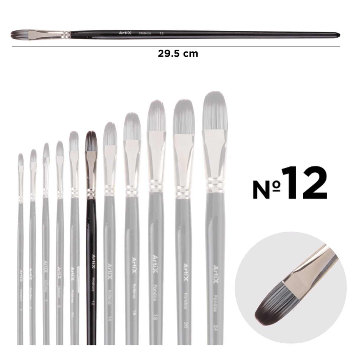pędzel artystyczny koci język nr 12 artix pp298-06 profesjonalny