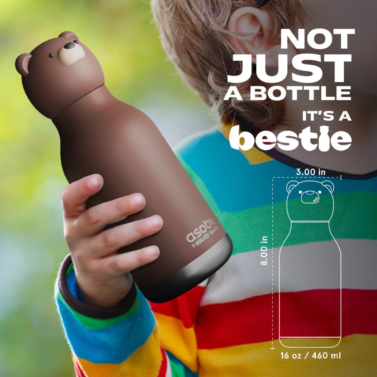 ASOBU BESTIE BOTTLE butelka termiczna dla dziecka, Brown Bear
