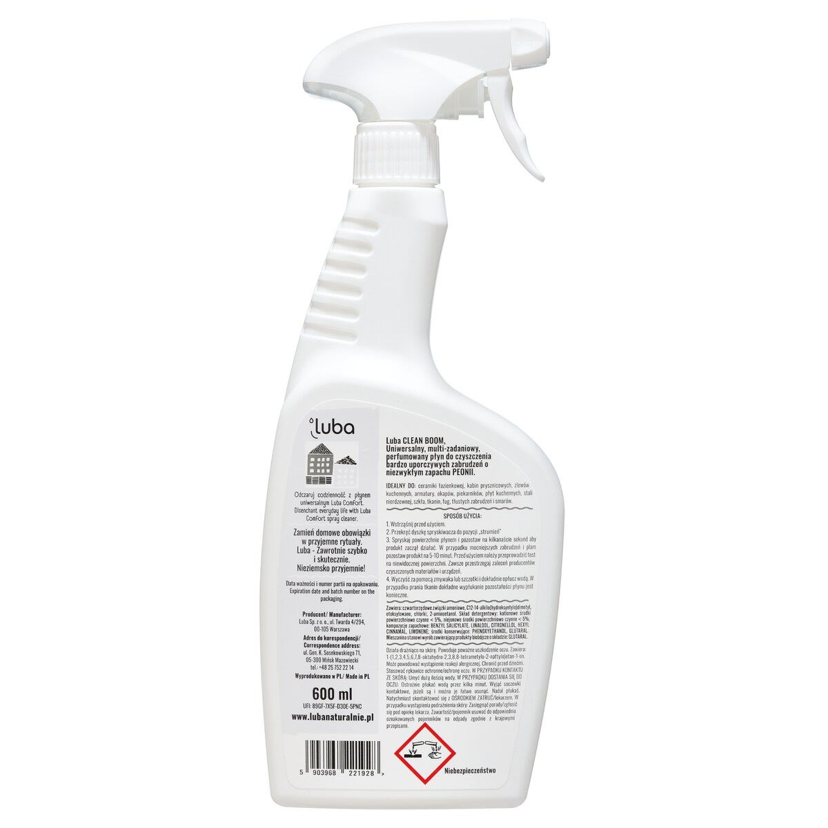 COMFORT CLEAN BOOM, Uniwersalny płyn do czyszczenia, PEONIA 600 ml