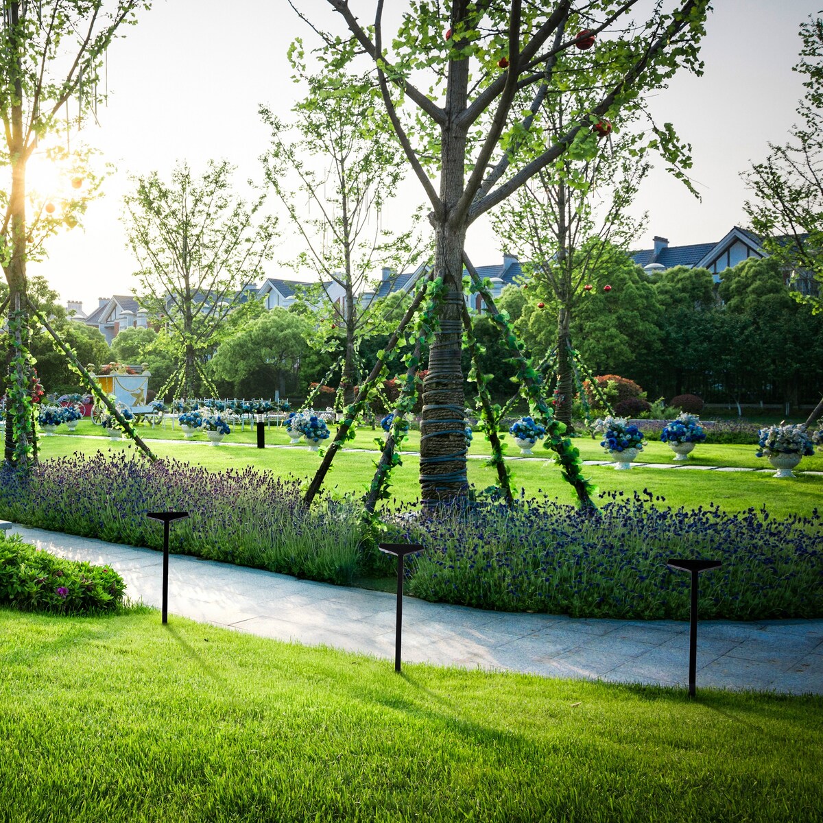 Lampa Solarna 2 Led Do Ogrodu Wbijana Dekoracja Ogrodowa Czujnik Zmierzchu
