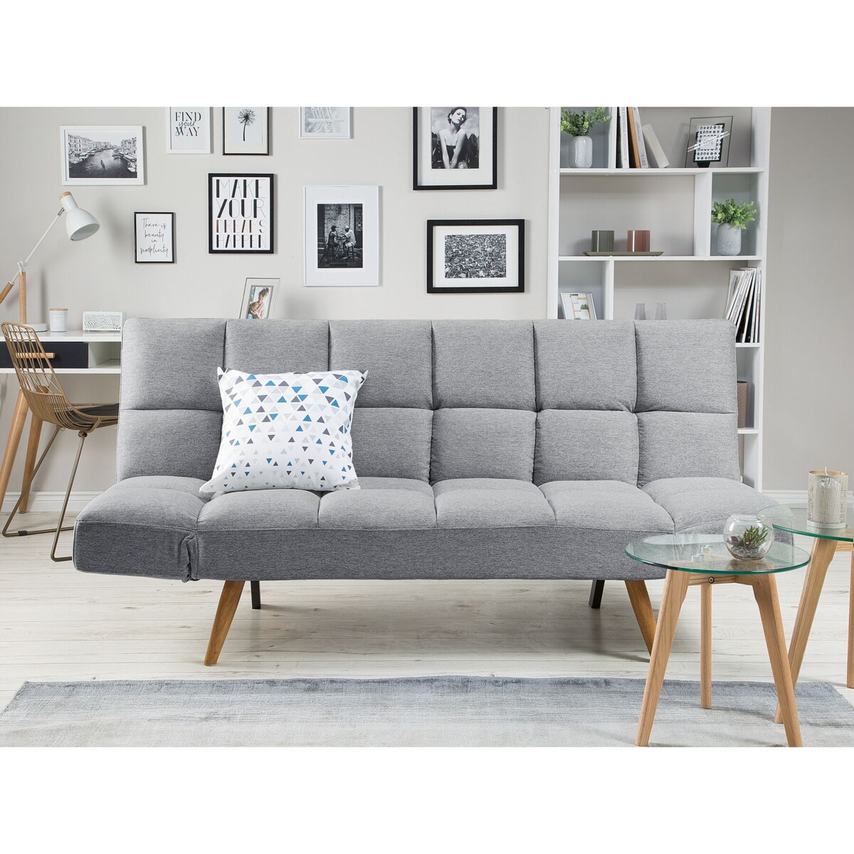 Sofa rozkładana jasnoszara INGARO