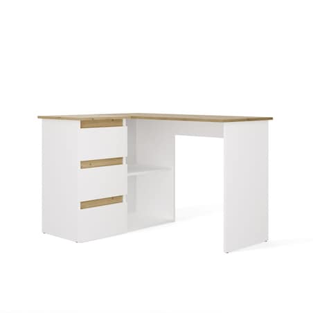 Biurko narożne Nicea lewe dąb artisan/biel 120x48,5x75 1 szt.